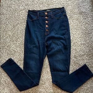 AKIRA Women's Dark Blue High-Waisted Jeans